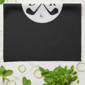 Minimalistische zwarte Logo en Monogram Golfspeler Theedoek (Gevouwen)