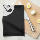 Minimalistische zwarte Logo en Monogram Golfspeler Theedoek (Quarter Fold)