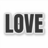 Minimalistische zwarte "LOVE" typografie sticker (Voorkant)