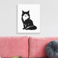 Minimalistische Zwarte Maine Coon Silhouet