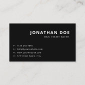 Minimalistische Zwarte Makelaar Professioneel  Visitekaartje (Voorkant)
