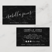 Minimalistische zwarte marmer professionele luxe m visitekaartje (Voorkant / Achterkant)