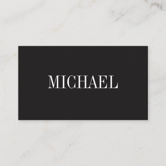 Minimalistische zwarte met schreeflettertype visitekaartje (Voorkant)