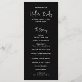 Minimalistische zwarte moderne bruiloft programmakaart (Voorkant)