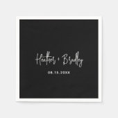 Minimalistische zwarte moderne bruiloft servet (Voorkant)