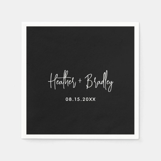 Minimalistische zwarte moderne bruiloft servet (Voorkant)