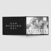Minimalistische zwarte moderne foto bruiloft gastenboek (Volledig)