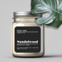 Minimalistische zwarte moderne kaars productlabel
