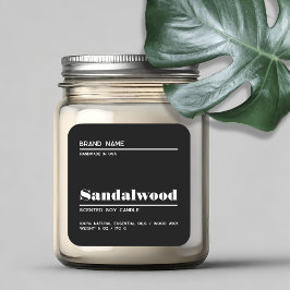 Minimalistische zwarte moderne kaars productlabel vierkante sticker