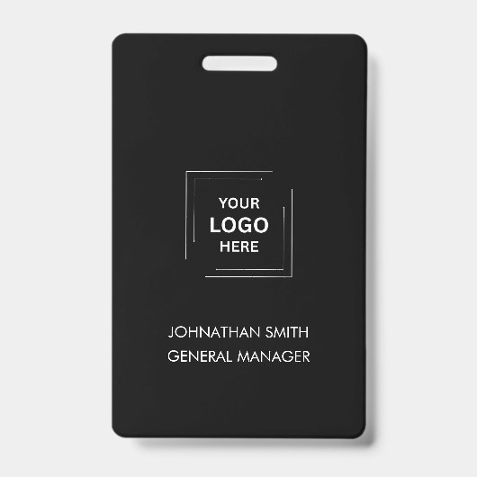 Minimalistische Zwarte Moderne Professionele Werkn Badge (Voorzijde)