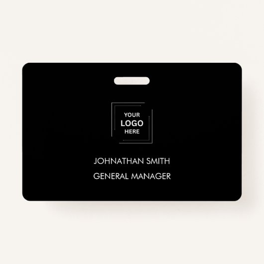 Minimalistische zwarte moderne professionele werkn badge (Voorkant)