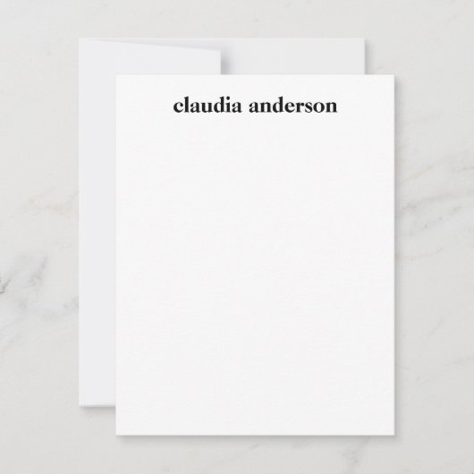 Minimalistische zwarte moderne Typografie op maat Notitiekaartje (Voorkant)