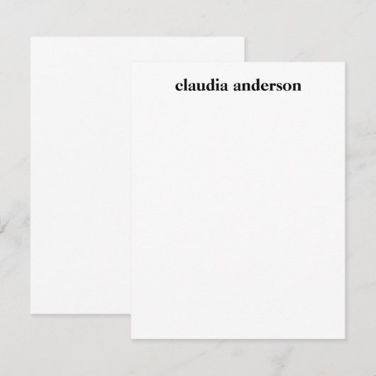 Minimalistische zwarte moderne Typografie op maat Notitiekaartje (Voorkant / Achterkant)