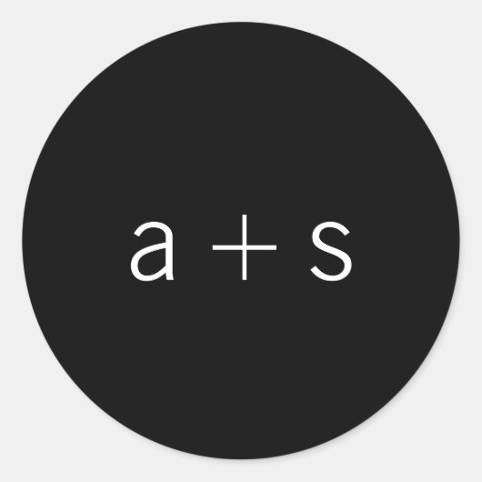 Minimalistische zwarte monogram bruiloft ronde sticker (Voorkant)