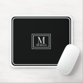 Minimalistische Zwarte Monogram Dubbele Rand Muismat (Met muis)