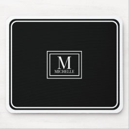 Minimalistische Zwarte Monogram Dubbele Rand Muismat
