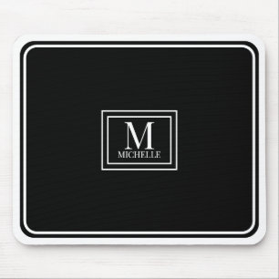 Minimalistische Zwarte Monogram Dubbele Rand Muismat