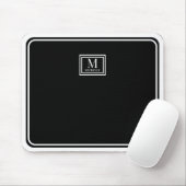 Minimalistische Zwarte Monogram Dubbele Rand Muismat (Met muis)
