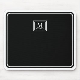 Minimalistische Zwarte Monogram Dubbele Rand Muismat