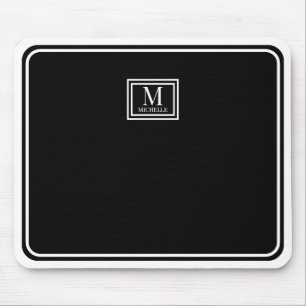 Minimalistische Zwarte Monogram Dubbele Rand Muismat