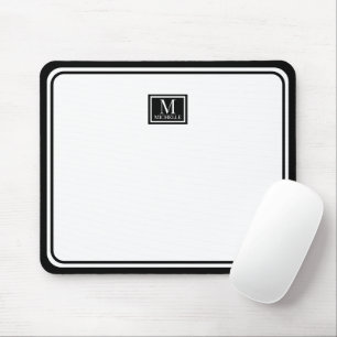 Minimalistische Zwarte Monogram Dubbele Rand Muismat