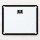 Minimalistische Zwarte Monogram Dubbele Rand Muismat (Voorkant)