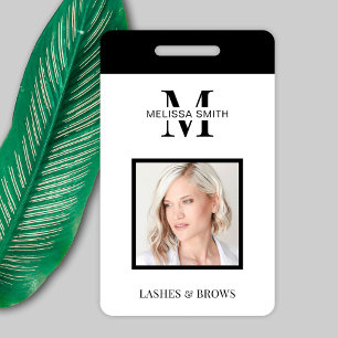 Minimalistische zwarte monogram foto beauty salon badge