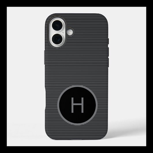 Minimalistische zwarte monogram met fijn lijnpatro Case-Mate iPhone case