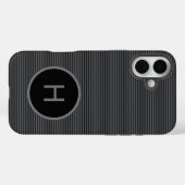 Minimalistische zwarte monogram met fijn lijnpatro Case-Mate iPhone case (Achterkant (horizontaal))
