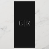Minimalistische Zwarte Monogram Trouw Menukaart (Achterkant)