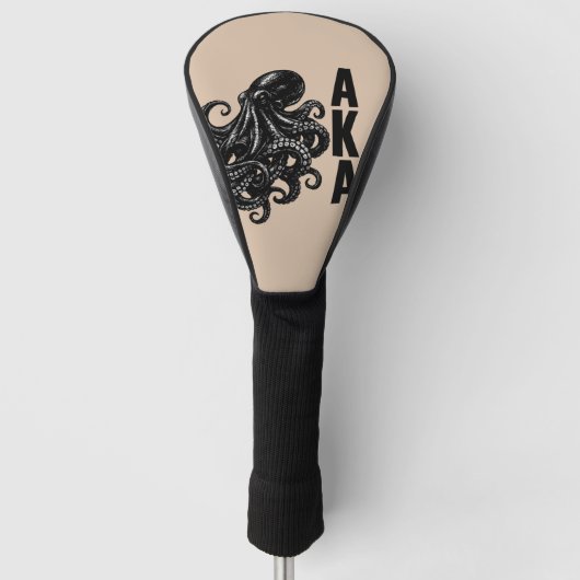 Minimalistische Zwarte Octopus AKA Golf Head Cover (Voorkant)