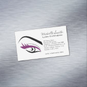 Minimalistische zwarte paarse wimper extensie make magnetisch visitekaartje (Voorbeeld)