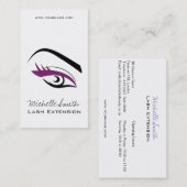 Minimalistische zwarte paarse wimper extensie make visitekaartje (Voorkant / Achterkant)