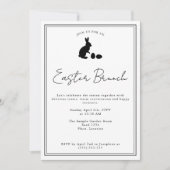 Minimalistische zwarte paashaas brunch op witte ac kaart (Voorkant)