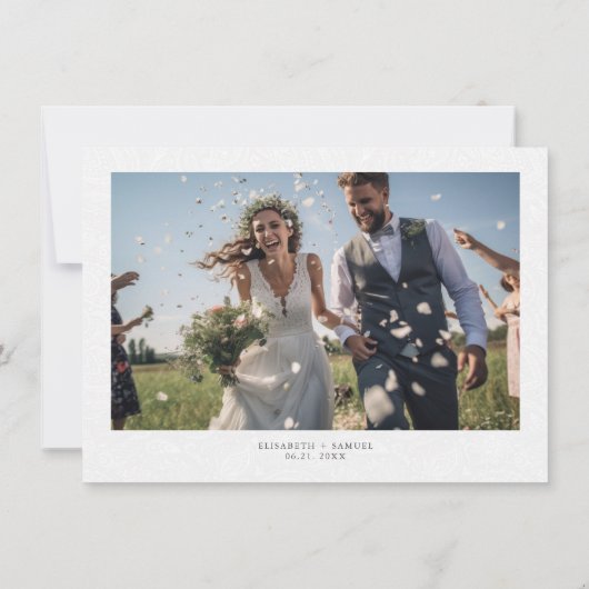 Minimalistische zwarte pluche witte paisley RSVP  Kaart (Achterkant)