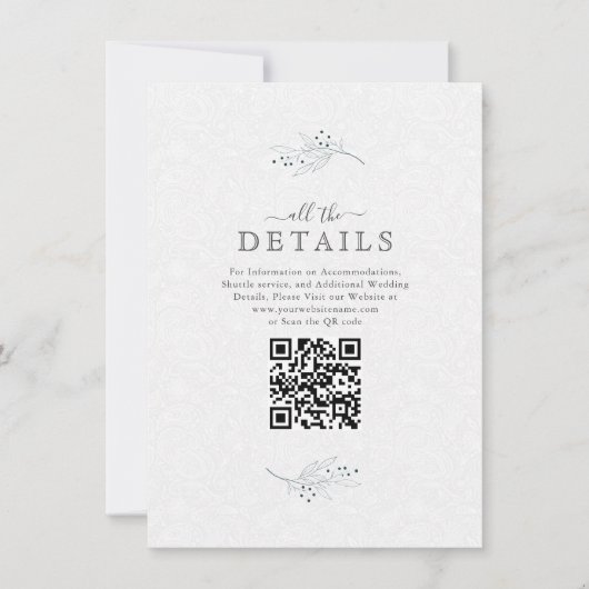 Minimalistische zwarte pluche witte paisley RSVP  Kaart (Voorkant)