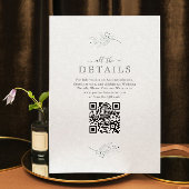 Minimalistische zwarte pluche witte paisley RSVP  Kaart