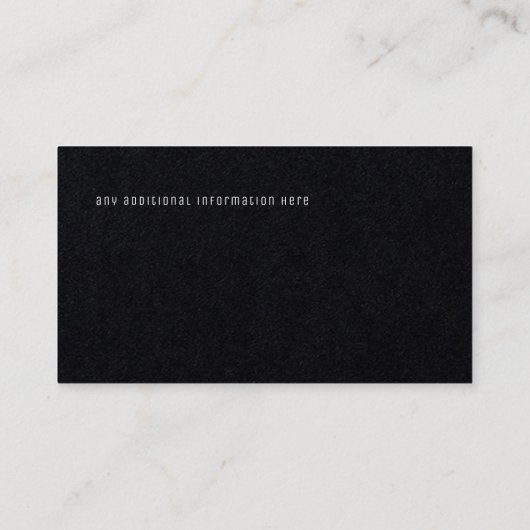 minimalistische zwarte premie pro visitekaartje (Achterkant)