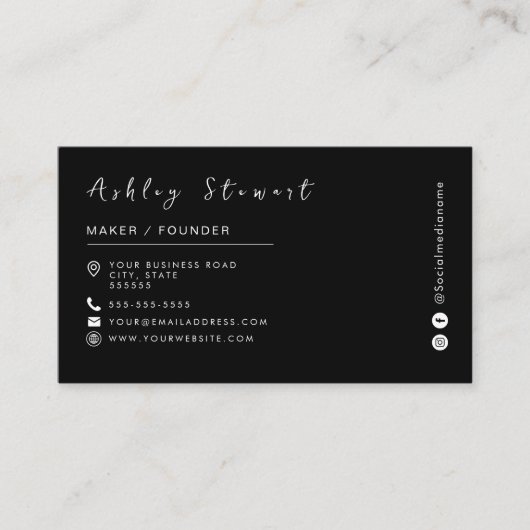 Minimalistische zwarte professionele Logo Visitekaartje (Voorkant)