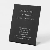 Minimalistische Zwarte Professionele Moderne Reclamebord Met Voetstuk (Voorkant)