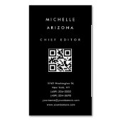 Minimalistische zwarte professionele scanbare QR-c Magnetisch Visitekaartje (Voorkant Verticaal)