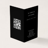Minimalistische zwarte professionele scanbare QR-c Visitekaartje (Buitenkant)