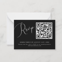 Minimalistische zwarte QR-code trouwwebsite RSVP-k