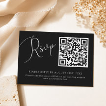 Minimalistische zwarte QR-code trouwwebsite RSVP-k