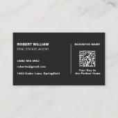 Minimalistische Zwarte QR Code Vastgoed Makelaar Visitekaartje (Achterkant)