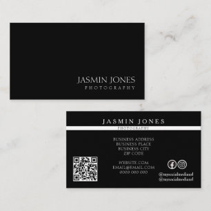 Minimalistische zwarte QR-code voor fotografie Visitekaartje