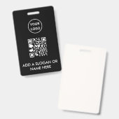 Minimalistische Zwarte QR-code Zakelijk Logo Evene Badge (Voor- en achterkant)