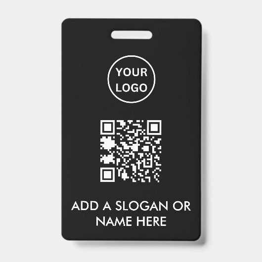 Minimalistische Zwarte QR-code Zakelijk Logo Evene Badge (Voorzijde)