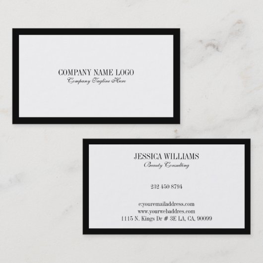 Minimalistische zwarte rand op wit visitekaartje (Voorkant / Achterkant)