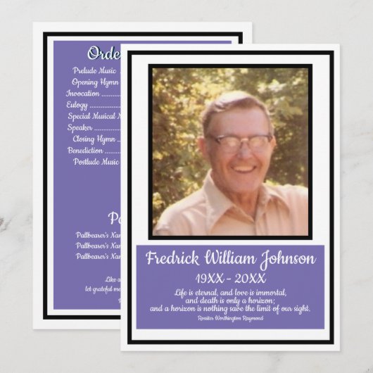 Minimalistische zwarte rand Paarse naam Quote Uitv Programmakaart (Voorkant / Achterkant)